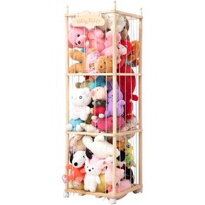 Stuffed Animal Zoo Storage, 54 inch Tall Large Wooden Stuffed Animals Storage Cage,Soft Toy Organizer Stuffed Animal Holder for Nursery Playroom Bedroom