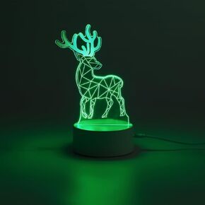 Deer Gift Night Light for Kids,Auto 7 Colors Changing Deer Table Lamp,3D Illusion Bedside Lamp,Cute Deer Gifts for Women Teens Boys Girls Birthday Christmas Gifts