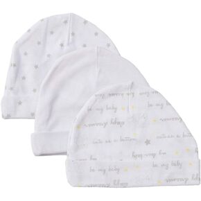 Newborn Baby Soft Cotton Organic Cap and Mitten Set Sunny Hatsfor Hospital Baby Boy and Girl(0-6 Months) White
