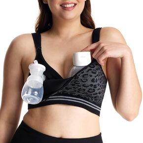 Momcozy 4-in-1 Pumping Bra Hands Free, Fixed Padding Nursing Bra & Maternity Bra, YN12 Wearable Breast Pump Bra Cotton-Nylon Comfort & Support for M5, S12 Pro, Spectra, Elvie, Willow,etc, Medium
