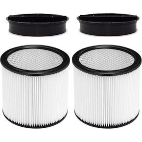 90304 Replacement Filter for Shop Vac 90304, 90350, 90333, 90585, 5 Gallon and Above Wet/Dry Vacuum Cleaners (2 replacement filter+2 lids)