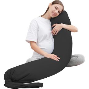 وسادة الحمل مون بارك - غطاء تبريد ناعم وسلس بشكل لا يصدق على شكل وسادة أمومة لكامل الجسم مع غطاء قابل للإزالة - دعم للجانب والظهر والساقين والبطن والوركين - وردي in Kuwait