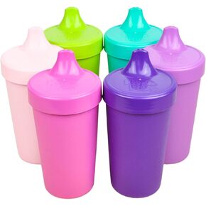 Re-Play Made in USA 10 Oz. Sippy Cups for Toddlers, Pack of 6 - Reusable Spill Proof Cups for Kids, Dishwasher/Microwave Safe - Hard Spout Sippy Cups for Toddlers 3.13" x 6.25", Crayon Box