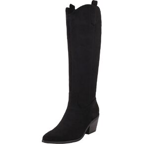 Reitoye Cowboy Boots for Women Embroidery Western Cowgirl Knee High Chunky Heel Boots with Pull-Up Tabs in Saudi Arabia
