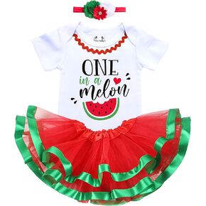 Luke and Lulu 1st First Birthday Baby Girl Tutu Outfit - One in a Melon Watermelon Party
