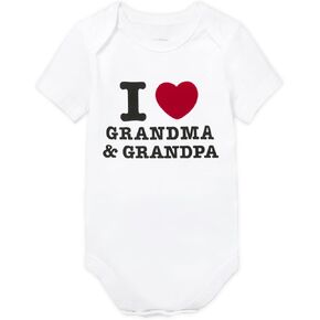 The Children's Place Baby Single Short Sleeve 100% Cotton Bodysuits, I Heart Grandma and Grandpa, 9-12 Months