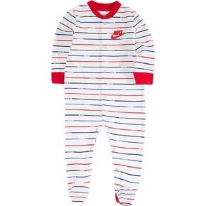 NIKE Children's Apparel Baby Graphic Footed Coverall, White/Red Stripe, 6M