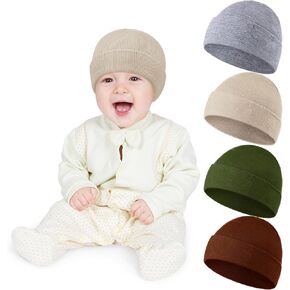 SATINIOR 4 Pieces Baby Beanies Toddler Beanie Hat for Boys Girls Winter Spring Infant Cozy Hat 0-36 Months