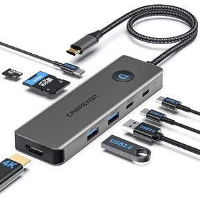USB C HUB 8 in 1, USB C HUB Multiport Adapter with USB C to 4K HDMI, 2*USB-A 3.0, 2*USB-C 3.0-Data Port, 4K HDMI, PD 100W & SD/TF Card Reader, Dongle Adapter USB C HUB for MacBook/Laptops/iPhone Red