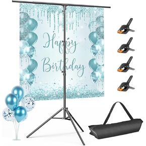 EMART T Shaped Backdrop Stand - 8.5x5ft - Portable T Stand Backdrop Holder, Photo Back Drop Adjustable Stand with Clips, Photography Small Background Stand Kit for Parties, Banner, Photoshoot