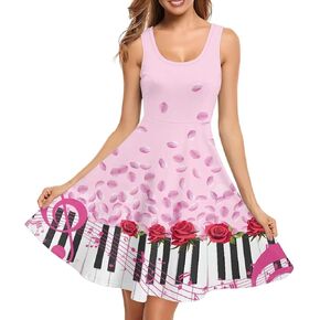 ZWPINITUP Women Tie Dye Tank Dresses, Sleeveless Round NeckMidi Casual Dress with Pocket for Summer