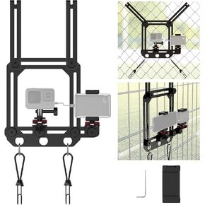 NEEWER Phone Fence Mount with Phone Holder for Game Changer Mounting, Shock Absorbing Baseball Tennis Court Chain Link Compatible with Mevo Start GoPro Insta360 DJI Action Camera iPhone, PA022 Black