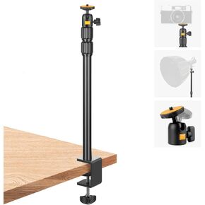 Camera Desk Mount Webcam Stand with 360° Ball Head, Adjustable Table Light Stand 14"-33", Tabletop C Clamp for DSLR Camera, Ring Light, Live Streaming, Photo Video Studios
