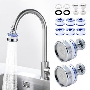 3 Pack Sink Water Filter Faucet, Universal 360 ° Rotating Kitchen Faucet Water Purifier, Bathroom Faucet Filter Removes Chlorine Fluoride Heavy Metals Hard Water for Home Kitchen & Bathroom