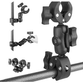 Double Mount Clamp Camera Bracket for Umbrella Chair Pole Boat, Double Super Clamp Camera Mount for Stroller Photography Reflector Tripod Table