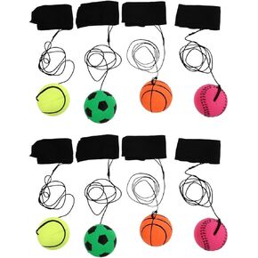 jojofuny Outdoor Toys 4Pcs Wrist String Balls, Sports Wrist Balls, Bouncy Wristband Balls, Wrist Return Sports, for Children Party Favor, Exercise or Play, Party Favor Toy Kids Outdoor Toys
