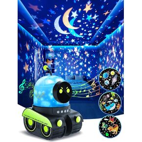 PIKOY Projector Night Light for Kids, 15 Sounds+12 Films Nightlight for Kids Room, 84 Colors+360° Rotation Silent Kids Night Light Projector, Rechargeable Toddler Night Light Projector for Kids Room