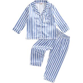 Toddler Girl Pajamas Set Cute Floral Print Button Up Long Sleeve Shirt Top Elastic Pants Loungewear Sleepwear in Kuwait