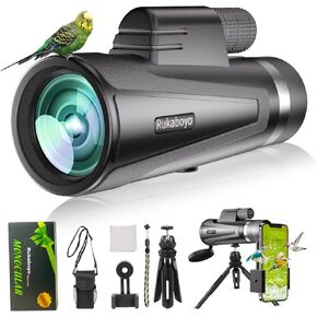 12X50 HD Monocular Telescope High Powered with Smartphone Adapter &Tripod - BAK4 Prism Monocular for Wildlife Bird Watching Hunting Travel Camping Stargazing Hiking(Black)