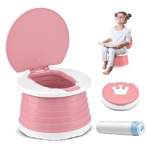 Portable Potty for Toddler Travel Foldable Potty Seat for Toddler Training Toilet for Kids Boys Girls Car Potty On The Go Potty Travel Potty Chair for Camping Park Indoor/Outdoor (Blue)