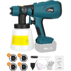 Taingwei بخاخ طلاء لاسلكي لبطارية Ryobi 18 فولت، مسدس رش طلاء HVLP بقوة 200 وات مع محرك بدون فرش للخزانات وجدران السيارات والأثاث وطلاء المنزل (الأداة فقط) in Kuwait