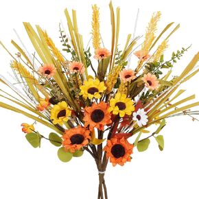 GTIDEA 6pcs Artificial Pine Branches Christmas Greenery Stems with Poinsettias Artificial Christmas Flowers and Berries Fake Green Plants for Xmas Tree Home Porch Table Centerpieces Vase Decor (13.4")