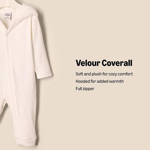 Amazon Essentials x Sofia Grainge Unisex Babies' Velour Hooded Coverall in Saudi Arabia