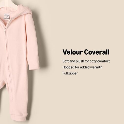 Amazon Essentials x Sofia Grainge Unisex Babies' Velour Hooded Coverall in Saudi Arabia