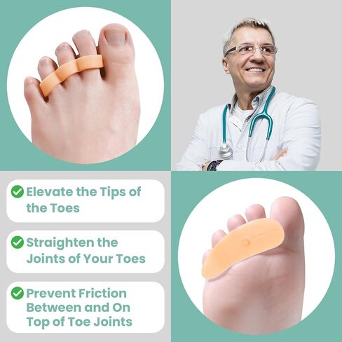Welnove Hammer Toe Corrector and Straightener - 8 Pcs Toe Support Pads Cushion - Realign Bent, Crooked, Curled, Claw, Hammer Toes - Three Loops Design in Saudi Arabia