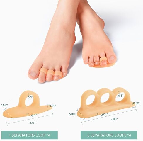 Welnove Hammer Toe Corrector and Straightener - 8 Pcs Toe Support Pads Cushion - Realign Bent, Crooked, Curled, Claw, Hammer Toes - Three Loops Design in Saudi Arabia