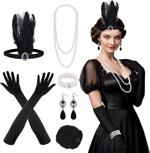 مجموعة إكسسوارات Great Gatsby من FEPITO من العشرينيات للنساء وعصابة رأس فلابر in Saudi Arabia