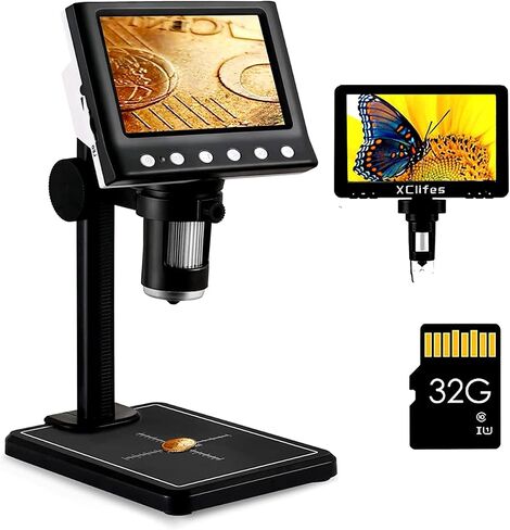 مجهر USB رقمي 4.3 بوصة، مجهر HD 1080 بكسل، مستشعر كاميرا 1000X، جهاز تحكم عن بعد سلكي، 8 مصابيح LED، مجهر إلكتروني للكبار، متوافق مع نظام التشغيل Windows/Mac in Saudi Arabia