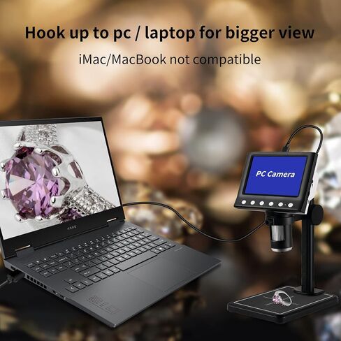 مجهر USB رقمي 4.3 بوصة، مجهر HD 1080 بكسل، مستشعر كاميرا 1000X، جهاز تحكم عن بعد سلكي، 8 مصابيح LED، مجهر إلكتروني للكبار، متوافق مع نظام التشغيل Windows/Mac in Saudi Arabia