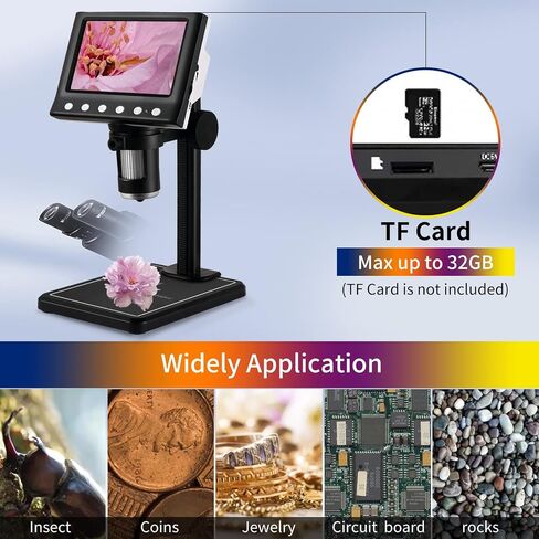 مجهر USB رقمي 4.3 بوصة، مجهر HD 1080 بكسل، مستشعر كاميرا 1000X، جهاز تحكم عن بعد سلكي، 8 مصابيح LED، مجهر إلكتروني للكبار، متوافق مع نظام التشغيل Windows/Mac in Saudi Arabia