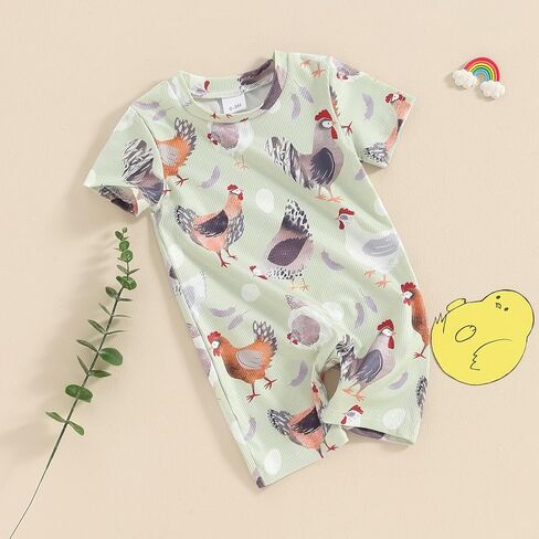 Toddler Baby Boy Girls Farm Clothes Western Farm Animals Chicken/Cow Print Romper Newborn Jumpsuit Country Stuff in Saudi Arabia