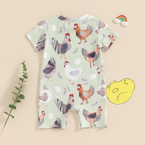 Toddler Baby Boy Girls Farm Clothes Western Farm Animals Chicken/Cow Print Romper Newborn Jumpsuit Country Stuff in Saudi Arabia
