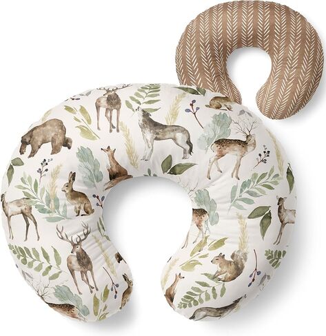 Pobibaby 1-Pack Premium Nursing Pillow Cover - Ultra Soft & Stretchy 96% Cotton, Breastfeeding Pillow Cover for Baby Boys and Girls(Wildlife) in Kuwait