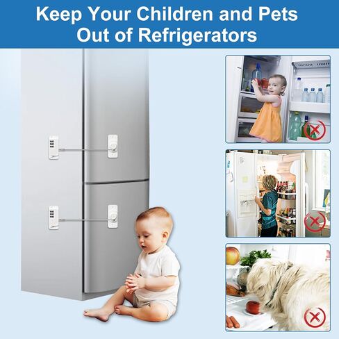 Fridge Lock AOSITE 1 Pcs Refrigerator Lock Combination Black Combo Fridge Locks for Adults Refrigerator Lock for Children Adhesive Freezer Door Lock Child Safe Refrigerator Lock for Kids in Kuwait
