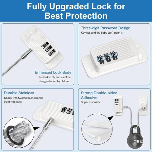 Fridge Lock AOSITE 1 Pcs Refrigerator Lock Combination Black Combo Fridge Locks for Adults Refrigerator Lock for Children Adhesive Freezer Door Lock Child Safe Refrigerator Lock for Kids in Kuwait