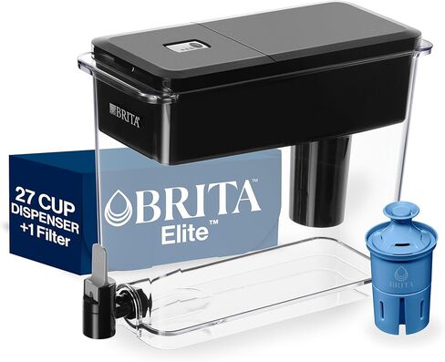 موزع مياه كبير UltraMax من Brita مزود بفلتر Elite، خالٍ من مادة BPA، يقلل 99% من الرصاص، ويدوم ستة أشهر أو 120 جالونًا، يتضمن فلترًا واحدًا، وإكسسوارات المطبخ، كبير - 27 كوبًا in Kuwait