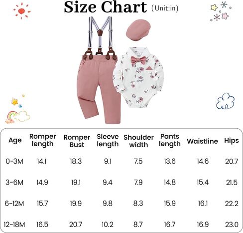 nilikastta Baby Boy Wedding Outfits Infant Baby Boy Clothes Suit Dress Shirts/Suspender Pants/Bowtie/Beret Hat 0-18M in Kuwait
