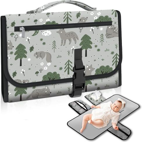 Pink Portable Changing Pads- Grey Waterproof Foldable Baby Changing Mat Diaper Changer Travel Bag, Smart Design Baby Changing Mat, Portable Changing Pad for Baby - Baby Changing Station in Saudi Arabia
