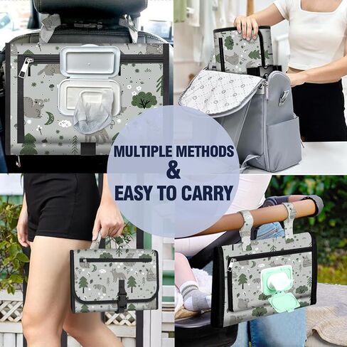 Pink Portable Changing Pads- Grey Waterproof Foldable Baby Changing Mat Diaper Changer Travel Bag, Smart Design Baby Changing Mat, Portable Changing Pad for Baby - Baby Changing Station in Saudi Arabia