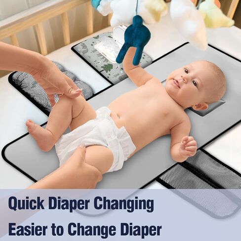 Pink Portable Changing Pads- Grey Waterproof Foldable Baby Changing Mat Diaper Changer Travel Bag, Smart Design Baby Changing Mat, Portable Changing Pad for Baby - Baby Changing Station in Saudi Arabia