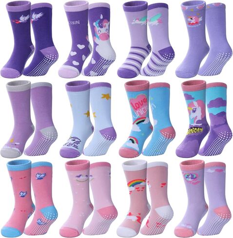 جوارب للأطفال الصغار غير قابلة للانزلاق جوارب للأطفال الصغار جوارب قطنية مع مقابض 12 زوجًا in Kuwait