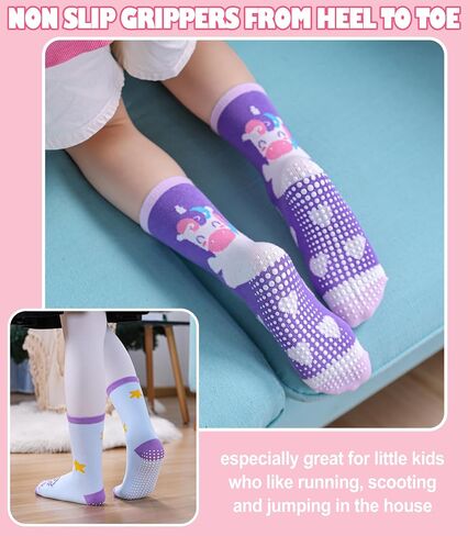 Toddlers Girls Non Slip Grip Socks - Cotton Crew Socks with Grippers 12 Pairs in Kuwait