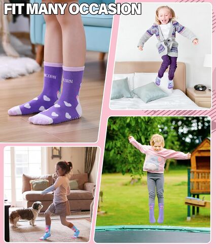 Toddlers Girls Non Slip Grip Socks - Cotton Crew Socks with Grippers 12 Pairs in Kuwait