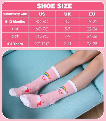 Toddlers Girls Non Slip Grip Socks - Cotton Crew Socks with Grippers 12 Pairs in Kuwait
