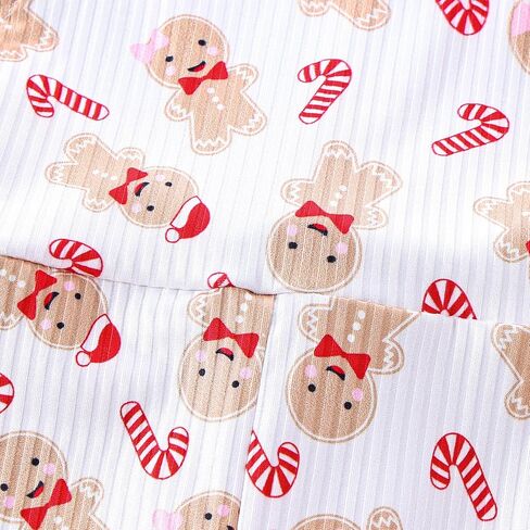 Kayotuas Toddler Baby Girl Christmas Outfit Candy Cane Bow Print Jumpsuit Overalls Bell Bottom Pants Romper Christmas Clothes in Saudi Arabia
