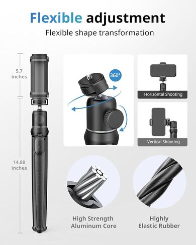 UBeesize Flexible Phone Tripod Stand, Small and Mini Tripod with Wireless Remote and Clip in Saudi Arabia